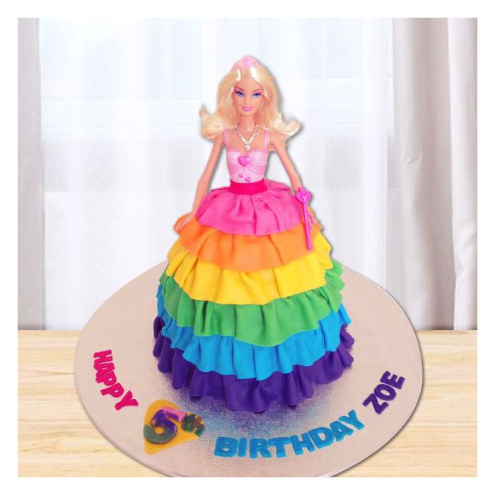 Barbie cake rainbow hot sale