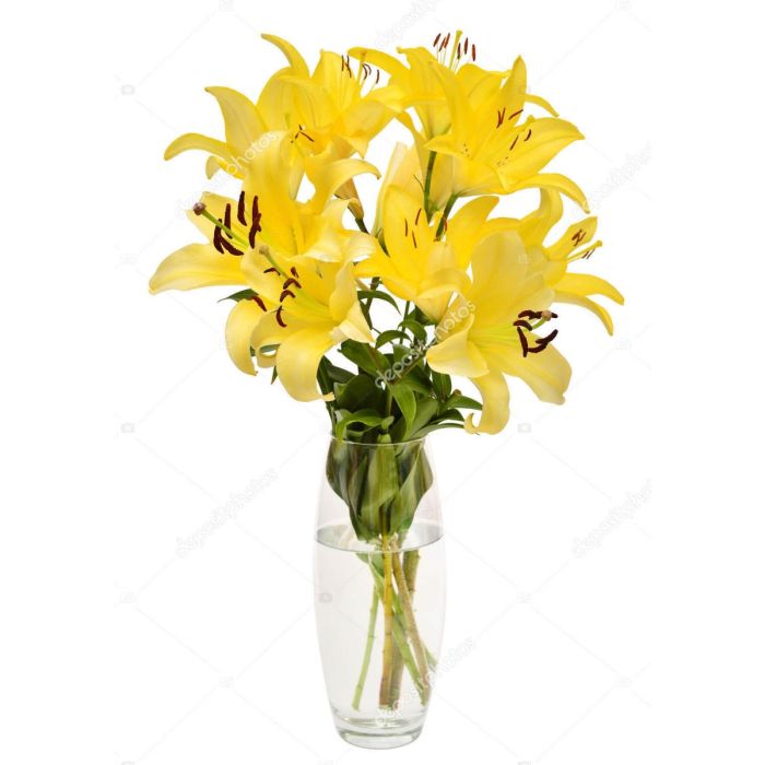 Flower with vase online delivery l 8 Yellow lilies vase arrangement